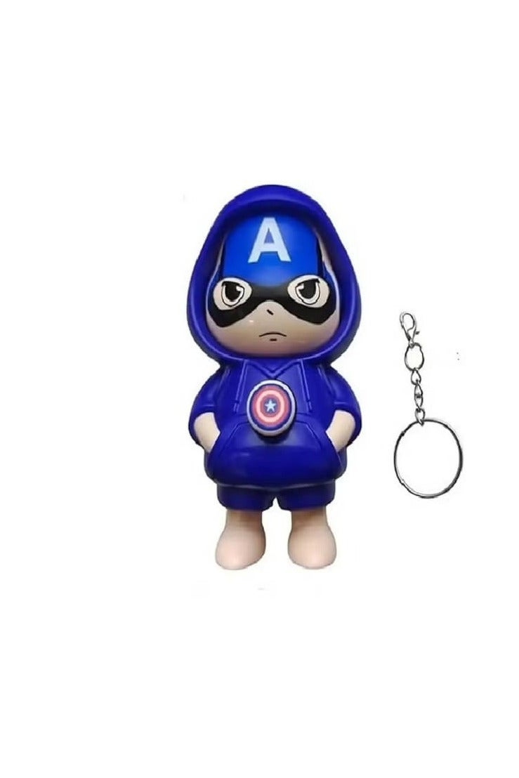 Face Changing Toy Key Holder Cartoon Character Keychain Captain America for Gift and Decor 
