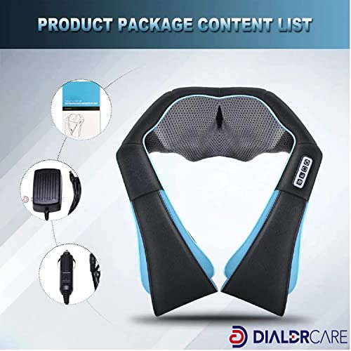 DIALDRCARE Neck and Shoulder Massager Shiatsu Machine Deep Tissue 3D Electric Kneading Pillow Massager for Muscle Pain Relief Home Car Use(Blue) - Image 5