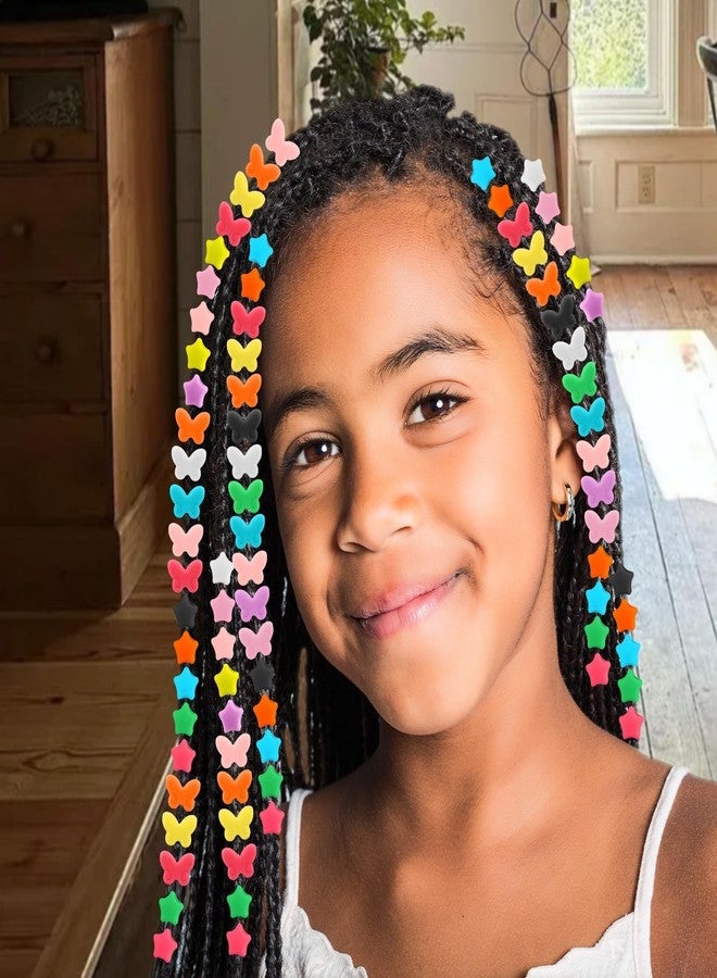 مجموعة Waldeinsamkeit المكونة من 200 خرزة شعر سيليكونية، خرزة شعر على شكل فراشة ونجمة 5 مم، 10 ألوان لضفائر الفتيات، 2 أداة بلاستيكية سريعة لربط الخرز، 100 رباط مطاطي مرن، خرز شعر سيليكوني ناعم ودقيق للضفائر. - Image 5