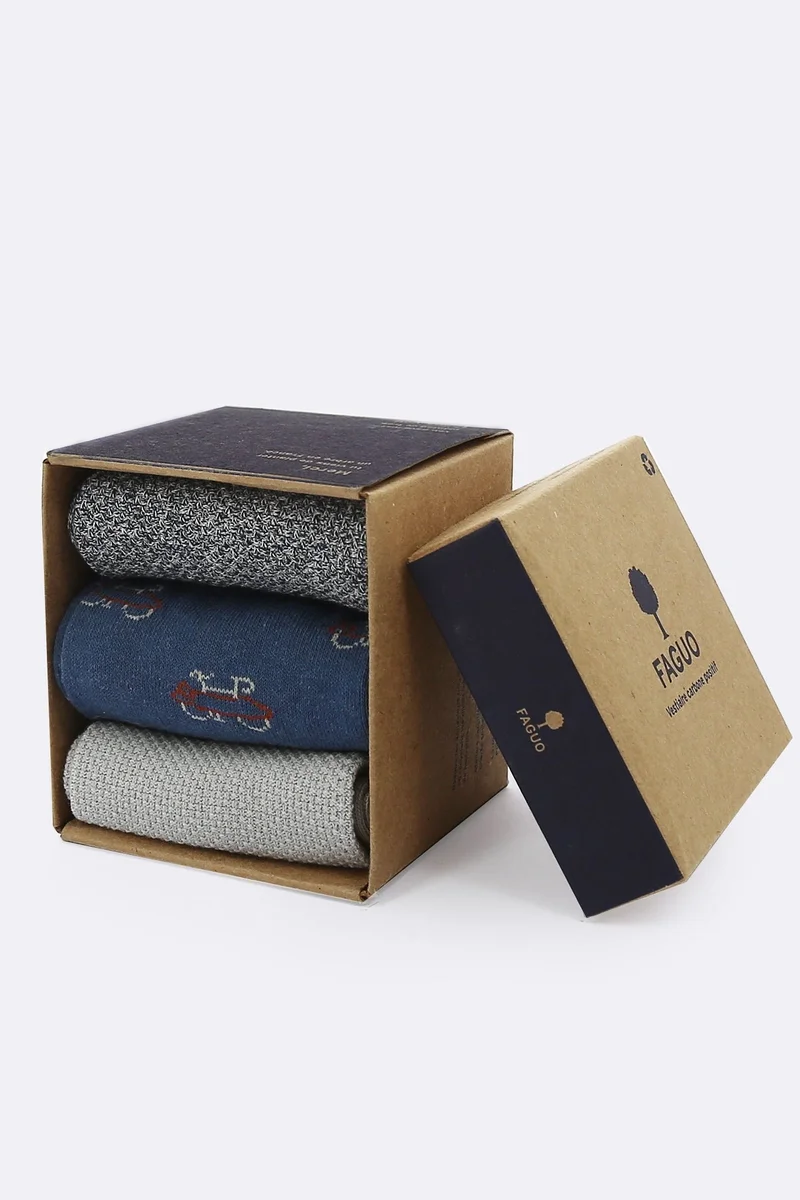 Faguo Set of 3X Socks - Grey and Blue with Bikes