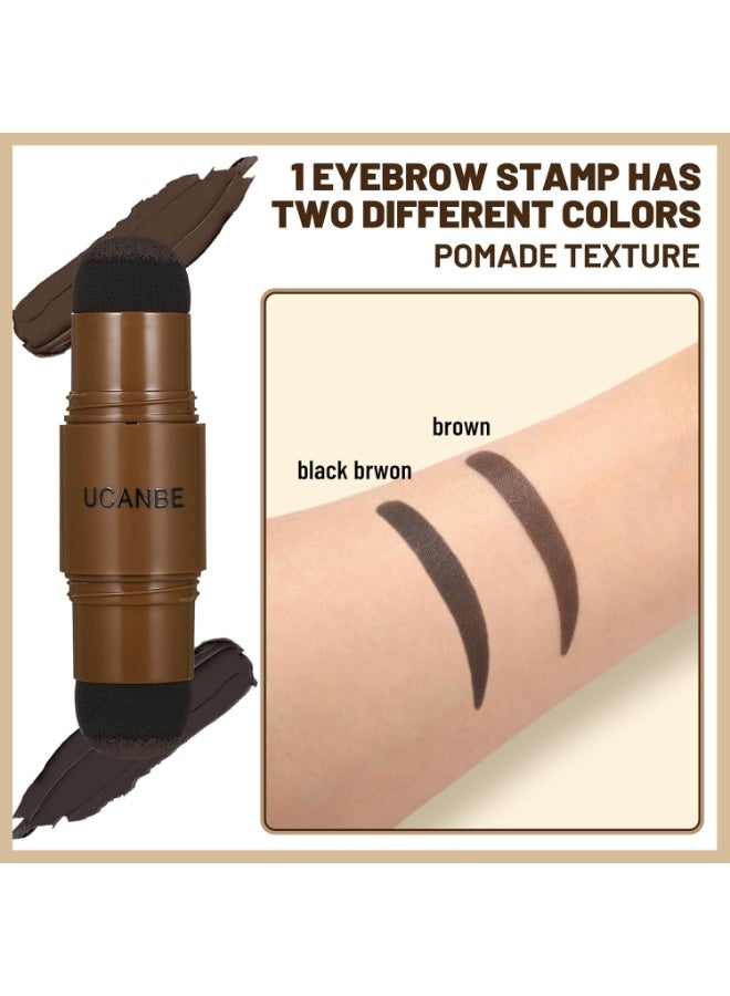 Ucanbe UCANBE 25PCS Eyebrow Stamp Stencil Kit With Dual-Color Eyebrow Stamp Pomade,20 Reusable Eyebrow Stencils,Finising Powder,Brush,Eyebrow Razor,Zipper Pouch,Waterproof Eye Brow Stamping and Shaping Kit05  - Image 3