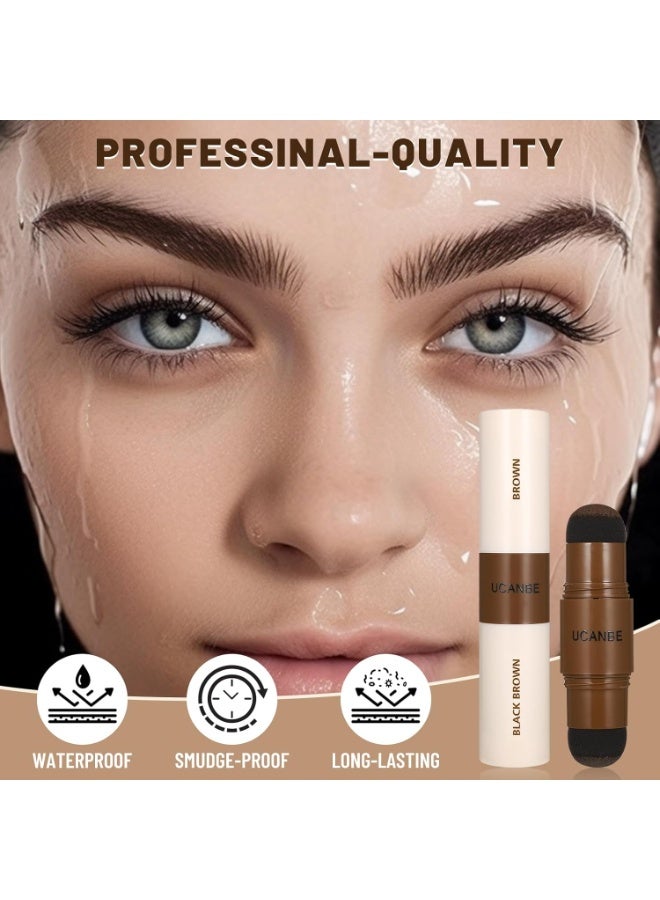 Ucanbe UCANBE 25PCS Eyebrow Stamp Stencil Kit With Dual-Color Eyebrow Stamp Pomade,20 Reusable Eyebrow Stencils,Finising Powder,Brush,Eyebrow Razor,Zipper Pouch,Waterproof Eye Brow Stamping and Shaping Kit05  - Image 4