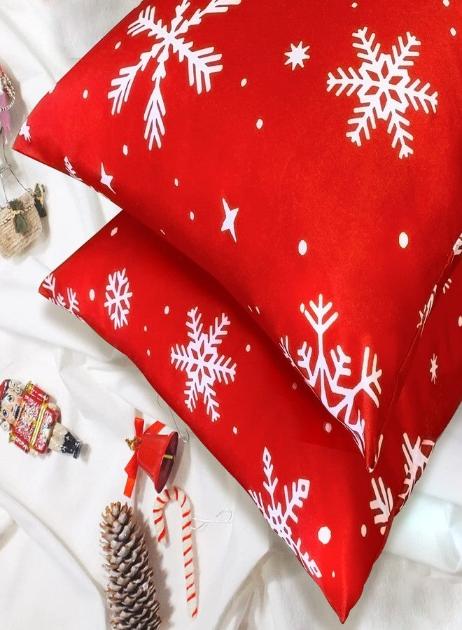 YIYEA Christmas Standard Pillow Cases Set of 2, Ultra Soft Double Brushed Microfiber Pillowcases Standard, Christmas Snowflake Bed Pillow Covers, Fade Resistant, Easy Slip-On (20"x26") - Image 4