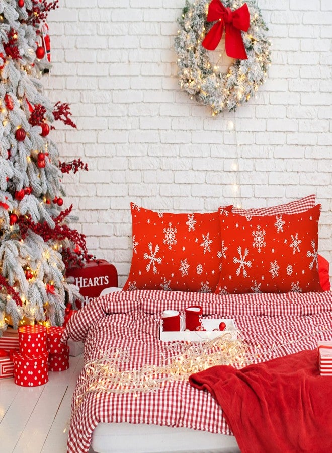 YIYEA Christmas Standard Pillow Cases Set of 2, Ultra Soft Double Brushed Microfiber Pillowcases Standard, Christmas Snowflake Bed Pillow Covers, Fade Resistant, Easy Slip-On (20"x26") - Image 2