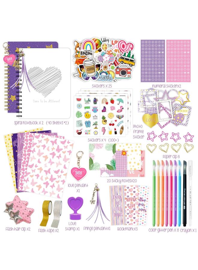 Bluejw New DIY Diary Suit 200 Pieces Hand Account Scrapbook Decoration Boys Girls Sticker Suit Gift Box - Image 3