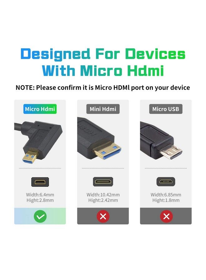 Duttek 90 Degree Micro Hdmi To Hdmi Cable 8K 60Hz Extreme Thin Right Angled Hdmi 2.1 Female To Micro Hdmi Male Extension Cable Transfer Rate Up To: 48Gps For Gopro Digital Camera. 1Ft 30Cm - Image 5