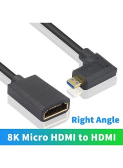 Duttek 90 Degree Micro Hdmi To Hdmi Cable 8K 60Hz Extreme Thin Right Angled Hdmi 2.1 Female To Micro Hdmi Male Extension Cable Transfer Rate Up To: 48Gps For Gopro Digital Camera. 1Ft 30Cm  - Image 3