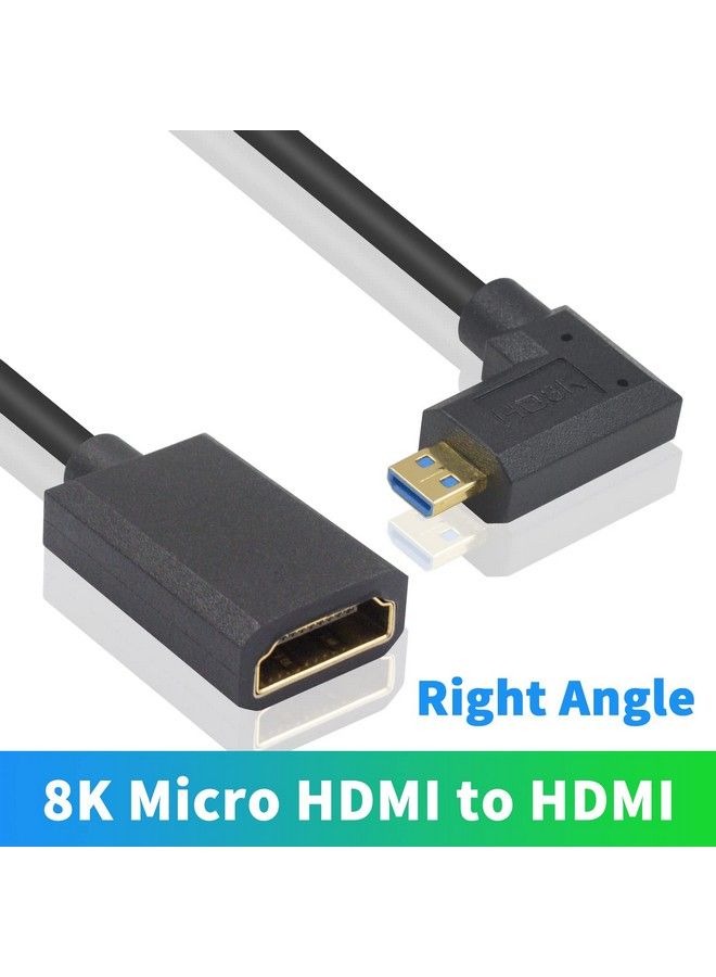 Duttek 90 Degree Micro Hdmi To Hdmi Cable 8K 60Hz Extreme Thin Right Angled Hdmi 2.1 Female To Micro Hdmi Male Extension Cable Transfer Rate Up To: 48Gps For Gopro Digital Camera. 1Ft 30Cm - Image 3