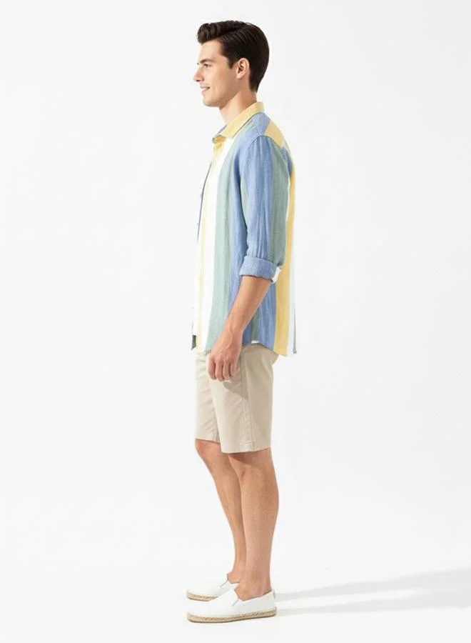 Take Two Take Two Men Yellow Striped Casual Shirt