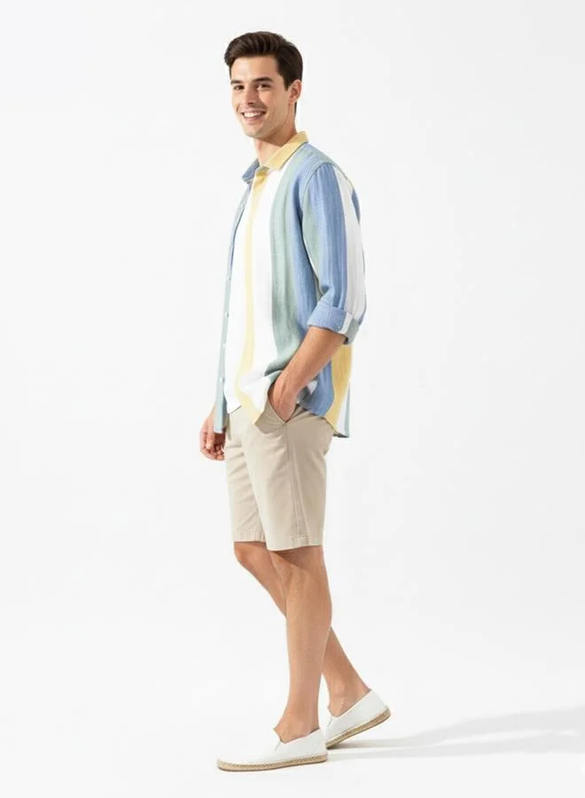 Take Two Take Two Men Yellow Striped Casual Shirt