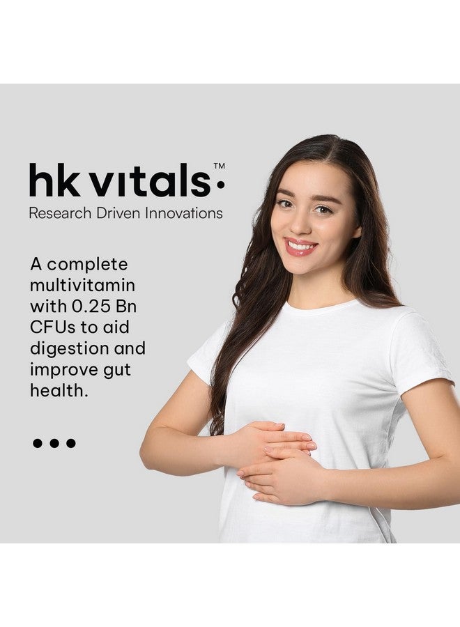 HEALTHKART هيلث كارت إتش كيه فيتالس متعدد الفيتامينات مع البروبيوتيك | للرجال والنساء | فيتامين سي، فيتامين ب، فيتامين د، والزنك، يدعم المناعة وصحة الأمعاء، 2 عدد، 120 كبسولة - Image 5