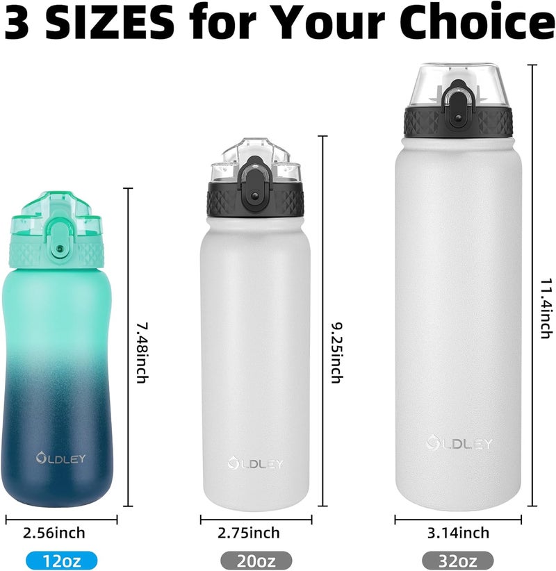 OLDLEY 12 oz Insulated Kids Water Bottle with Straw/Chug/2 One-Click-Open Lids 10 Stickers Fruit Strainer Stainless Steel Water Bottles Double Wall Vacuum Wide Mouth BPA Free Sweat & Leak-Proof for School - Image 5