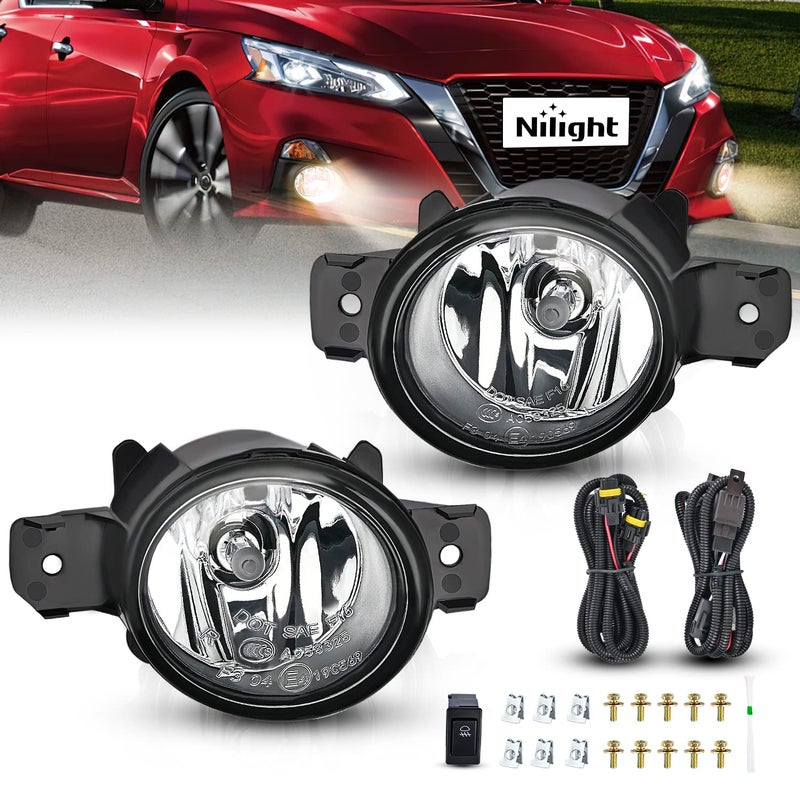Nilight Fog Light Compatible with 2007 2008 2009 2010 2011 2012 2013 2014 2015 2016 2017 2018 2019 Nissan Altima Versa Note Maxima Pathfinder Infiniti QX60 M35 M45 G37 JX35 - Image 1
