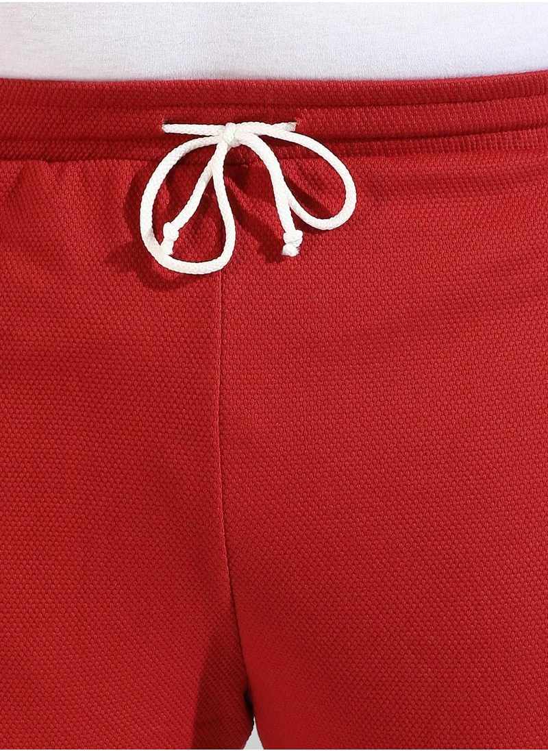 Instafab Plus Men's Solid Red Regular Fit Co-Ords Set