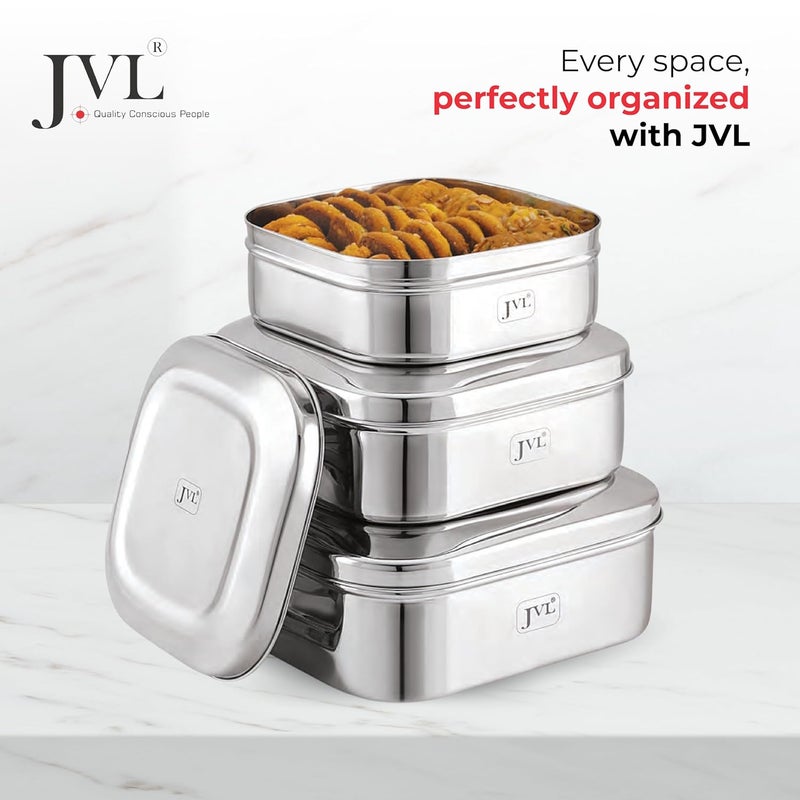 JVL Stainless Steel Kitchens Storage Costa Square Shape Container Box with See Thorugh Lid 2000 ml 1 Pcs - Image 4