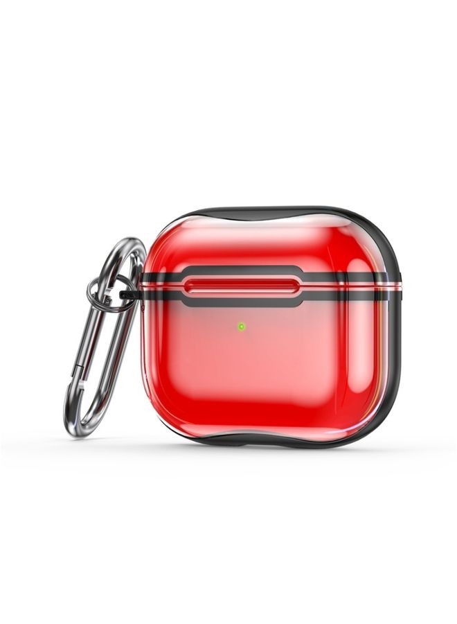 Case Cover Electroplating Frame + Transparent TPU Earphone Protective Case with Hook For AirPods 3 Transparent Red + Black
