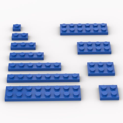 YUJHITP 300 Piece Blue Building Plate Bulk Assortment Pack Blue Small Base Plate Accessories for Building with 12 Size Compatible with Lego Parts and PiecesColor Blue - Image 1