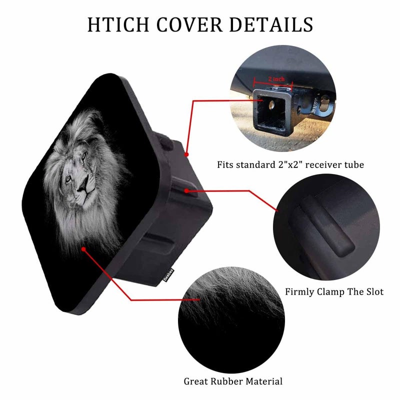Beabes Trailer Hitch Cover Plug Lion  African Animal Lion Head Trailer Hitch Cover Plug Cap Insert Fits 2"" Receivers Black Receiver Tube Hitch Plug for RVs SUVs and Cars - Image 3