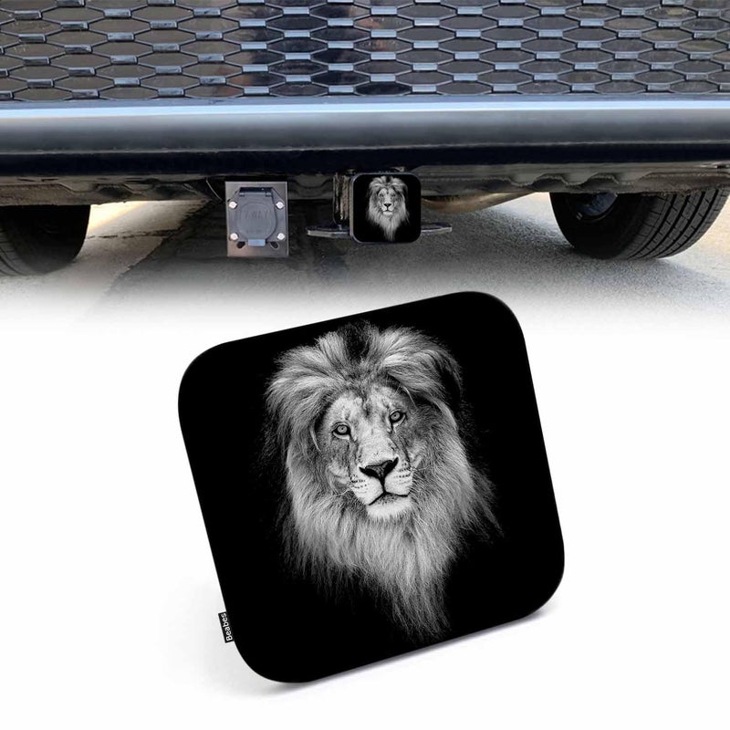 Beabes Trailer Hitch Cover Plug Lion  African Animal Lion Head Trailer Hitch Cover Plug Cap Insert Fits 2"" Receivers Black Receiver Tube Hitch Plug for RVs SUVs and Cars - Image 1