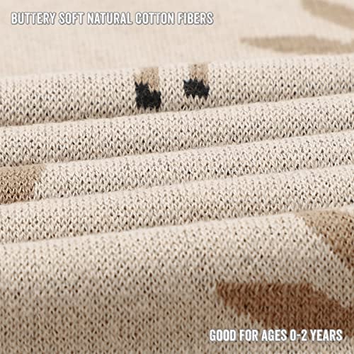 Bleu La La Knit Baby Swaddle Blanket - 100% Cotton Soft Cozy Receiving Swaddling Stroller Blanket Quilt for Shower Gift Registry for Newborns Infants Toddlers Gender Neutral (Deer - Taupe) - Image 5
