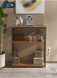 AGD 3-Layer Table with Charging Base Sofa Table with Storage Shelf and Power Outlet Suitable for entryway and living room  - Image 3