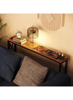 AGD 3-Layer Table with Charging Base Sofa Table with Storage Shelf and Power Outlet Suitable for entryway and living room  - Image 4