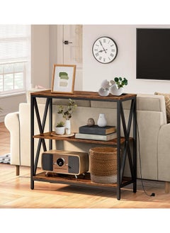 AGD 3-Layer Table with Charging Base Sofa Table with Storage Shelf and Power Outlet Suitable for entryway and living room  - Image 2