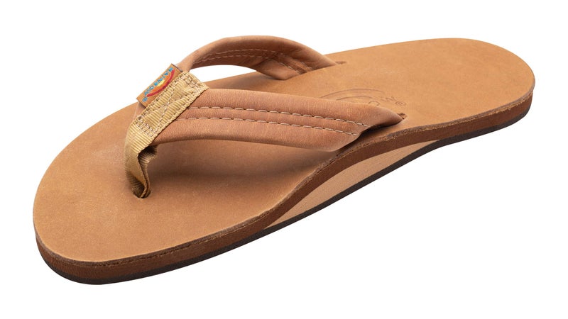 Rainbow Sandals Mens Luxury Leather - Single Layer Arch Support, Buckskin, Mens size S / 7.5-8.5 - Image 1