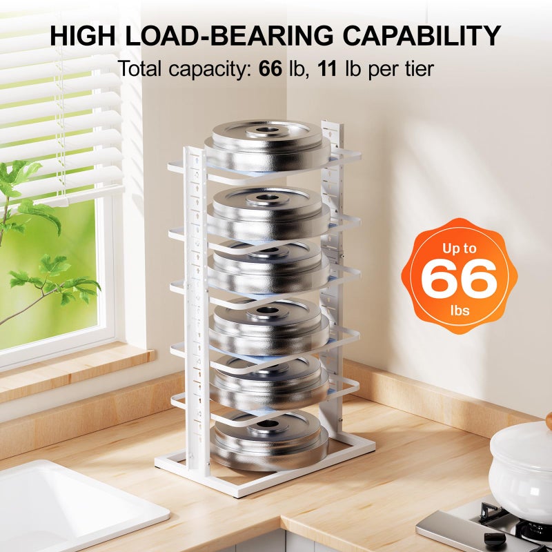 LAMU Pots and Pans Organizer for under Cabinet, 6-Tier Heavy Duty Pan Pot Organizers inside Cabinet Adjustable 14 to 24.57", Pot Rack Kitchen Cabinet Organization and Storage Holds up to 12" Cookware - Image 4