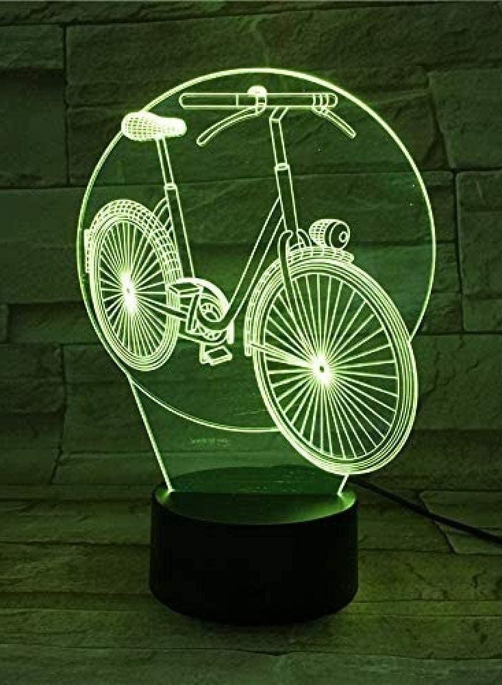 althiqahkey 3D LED Multicolor Night Light Big Wheel Bike USB Kids Boy Children Colorful Atmosphere Lamp Touch Control Christmas Xmas Gift - Image 1