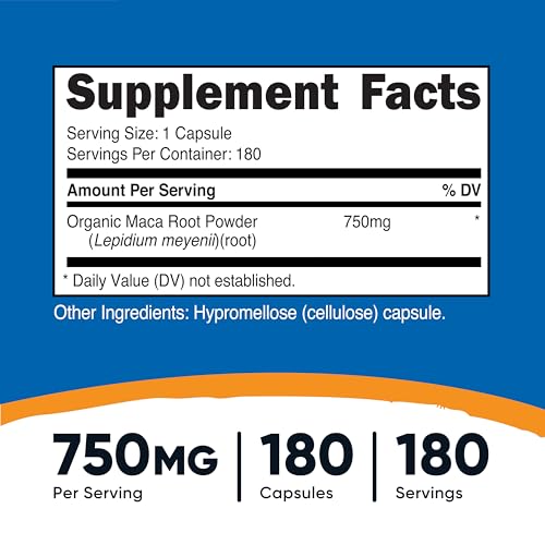 Nutricost Maca Root Capsules Lepidium meyenii 750mg 180 Capsules 180 Servings - Image 5