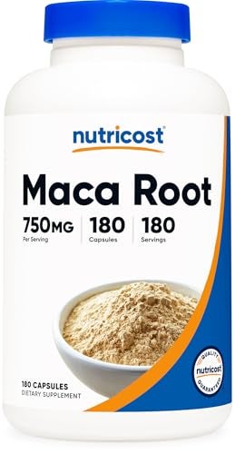 Nutricost Maca Root Capsules Lepidium meyenii 750mg 180 Capsules 180 Servings - Image 2