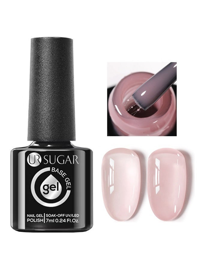 UR SUGAR Base Gel, Nail Gel Polish, Nude Pink Fiber Glass Rubber Base Gel Nail Polish for Repair Broken Nails StrengthenerGel Base Coat Brush On Building Gel - Image 1