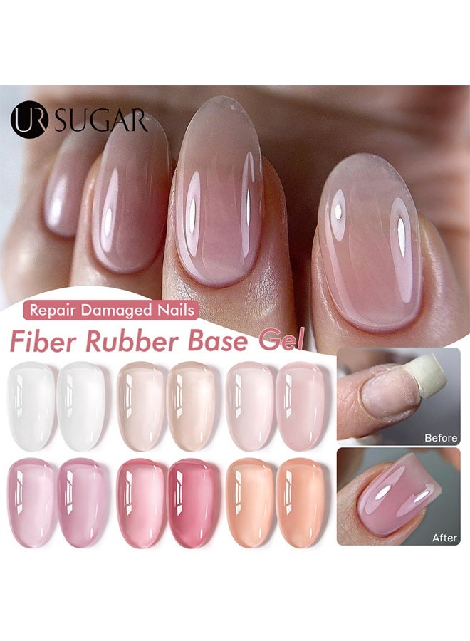 UR SUGAR Base Gel, Nail Gel Polish, Nude Pink Fiber Glass Rubber Base Gel Nail Polish for Repair Broken Nails StrengthenerGel Base Coat Brush On Building Gel - Image 3