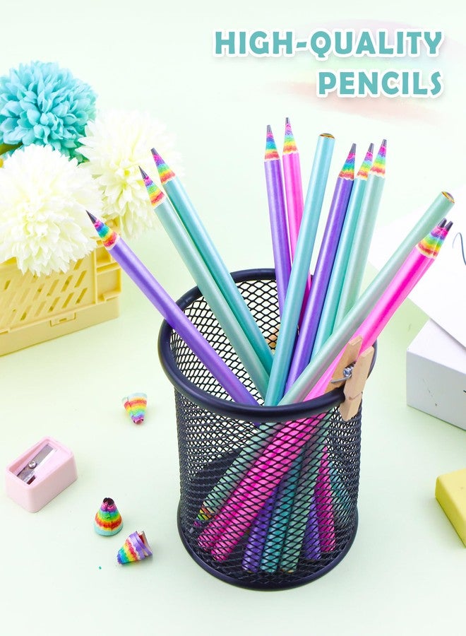 GAUENEEN 12PCS Rainbow Colored Pre-sharpened pencils HB #2, Eco-friendly and Plastic Free Recycled Paper Cute Fun Pencils for School Office Drawing and Writing - Image 5