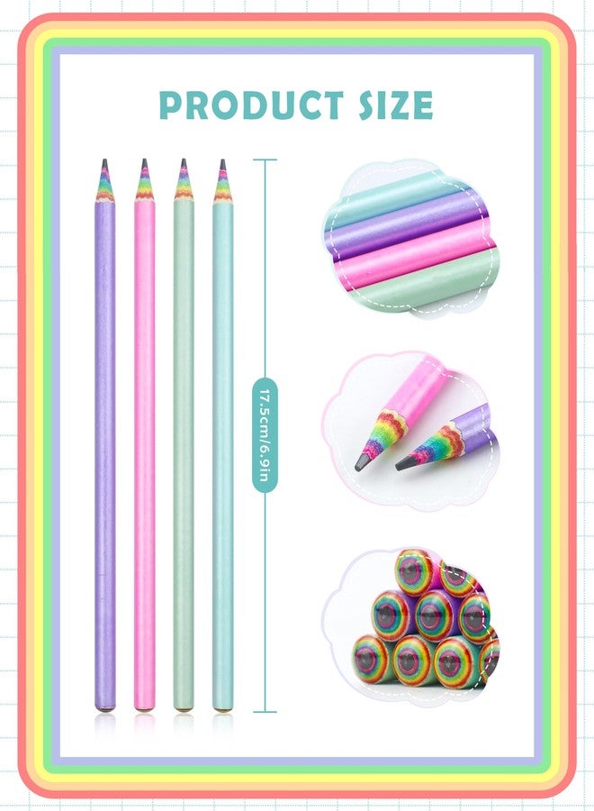 GAUENEEN 12PCS Rainbow Colored Pre-sharpened pencils HB #2, Eco-friendly and Plastic Free Recycled Paper Cute Fun Pencils for School Office Drawing and Writing - Image 2
