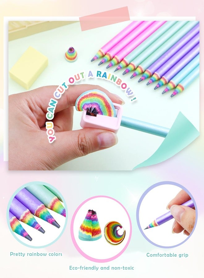 GAUENEEN 12PCS Rainbow Colored Pre-sharpened pencils HB #2, Eco-friendly and Plastic Free Recycled Paper Cute Fun Pencils for School Office Drawing and Writing - Image 4