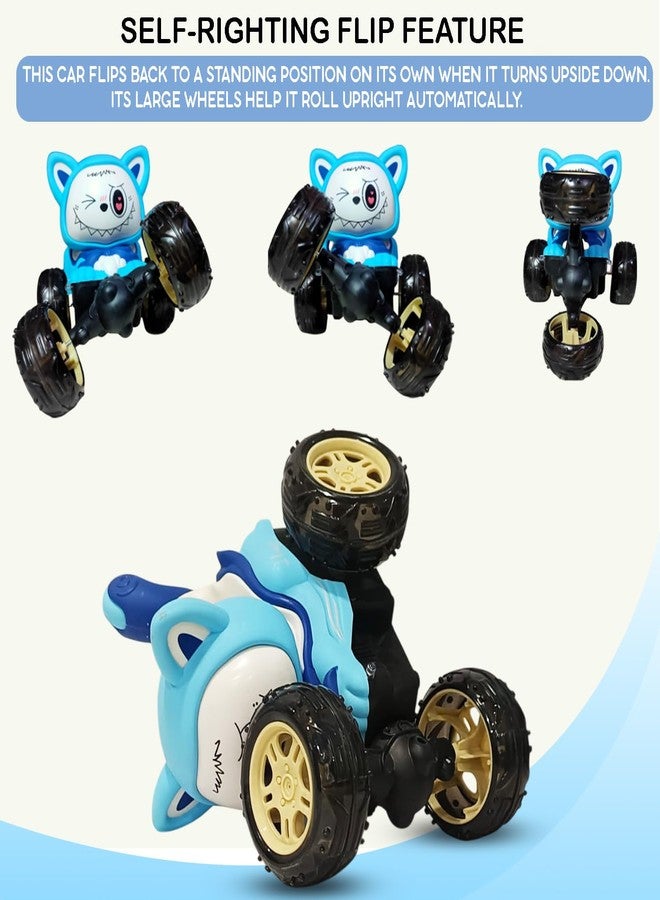 NHR 360° Rotating Stunt RC Car for Kids and Children, Remote Control Rechargeable Car with Lights, Music, 180° Flips, 360° Spins, Durable Indoor & Outdoor Toy for Ages 3+ (Blue) - Image 3