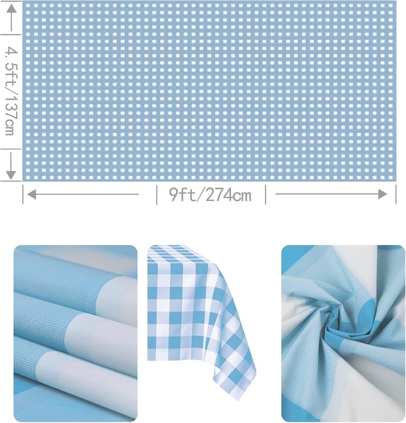C CRYSTAL LEMON Crystal Lemon 8Pack Turquoise Checkered Plastic Covers  Disposable Plaid Design for Picnic and Party Use - Image 3