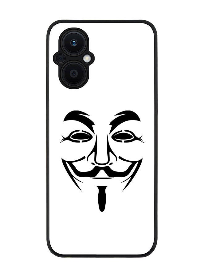 Stylizedd Rugged Black edge case for Oppo Reno7 Z  Slim fit Soft Case Flexible Rubber Edges Anti Drop TPU Gel Thin Cover - Vendetta Mask - Image 1