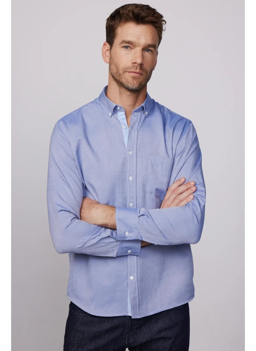 Tudors Classic Fit Cotton Easy Iron Oxford Plain Blue Men's Shirt