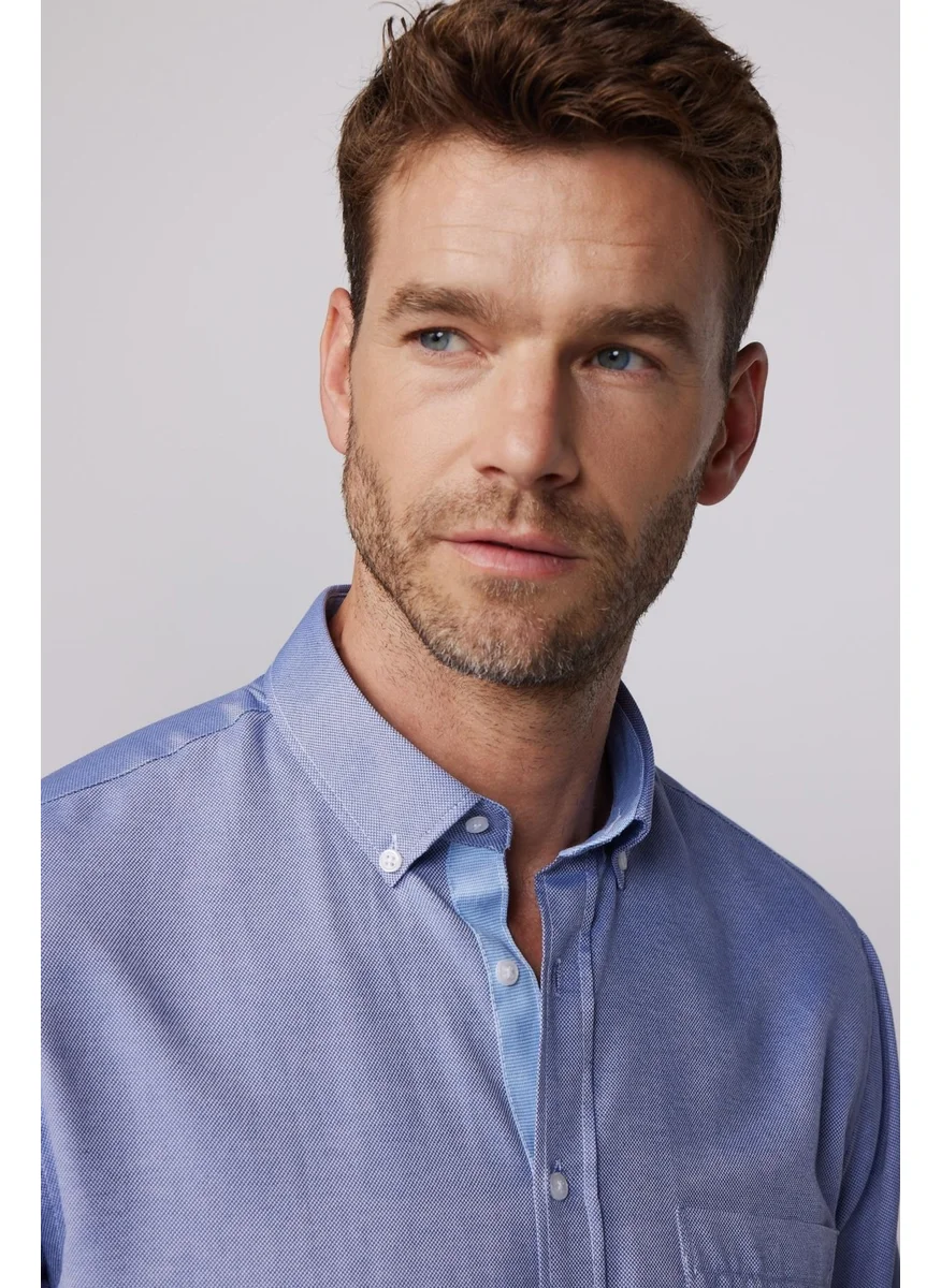 Tudors Classic Fit Cotton Easy Iron Oxford Plain Blue Men's Shirt