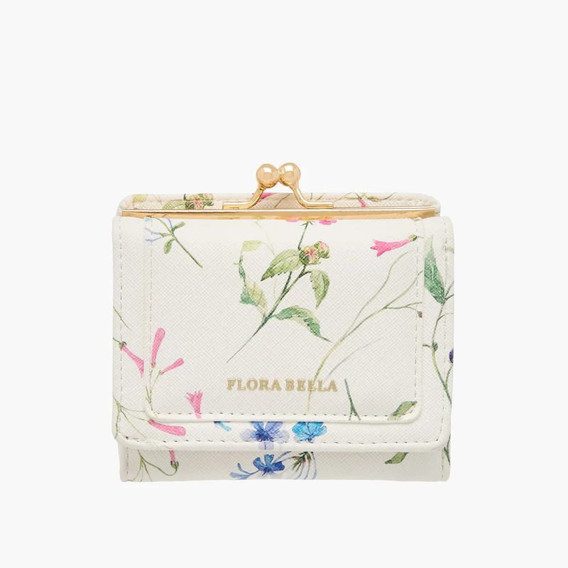 Flora Bella By Shoexpress Women's Floral Print Tri-Fold Wallet with Button Closure