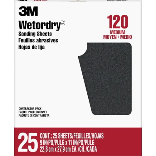 3M Wet or dry Sanding Sheets, 120C-Grit, 9-in by 11-in - Image 1