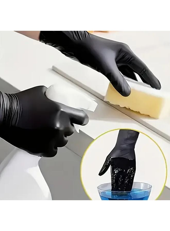 Heavy Duty Black Nitrile Gloves Non Slip Textured Disposable Size M 20pcs - Image 5