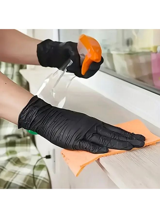 Heavy Duty Black Nitrile Gloves Non Slip Textured Disposable Size M 20pcs - Image 2