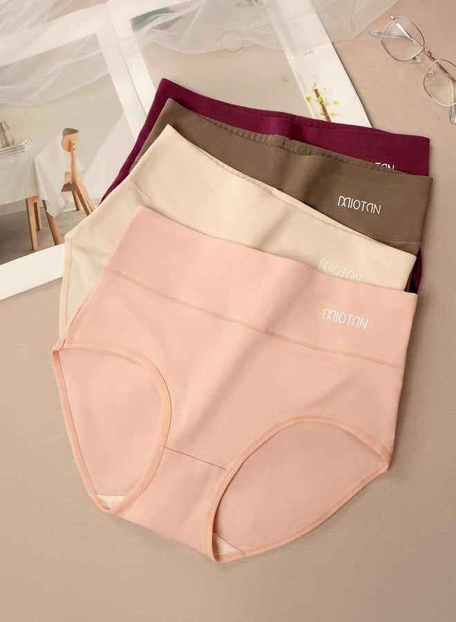 MIOTAN Women's Underwear 4 Pack, Cotton Mid Waisted Ladies Panties Comfy Briefs Full Coverage, Multicolor, L - Image 3