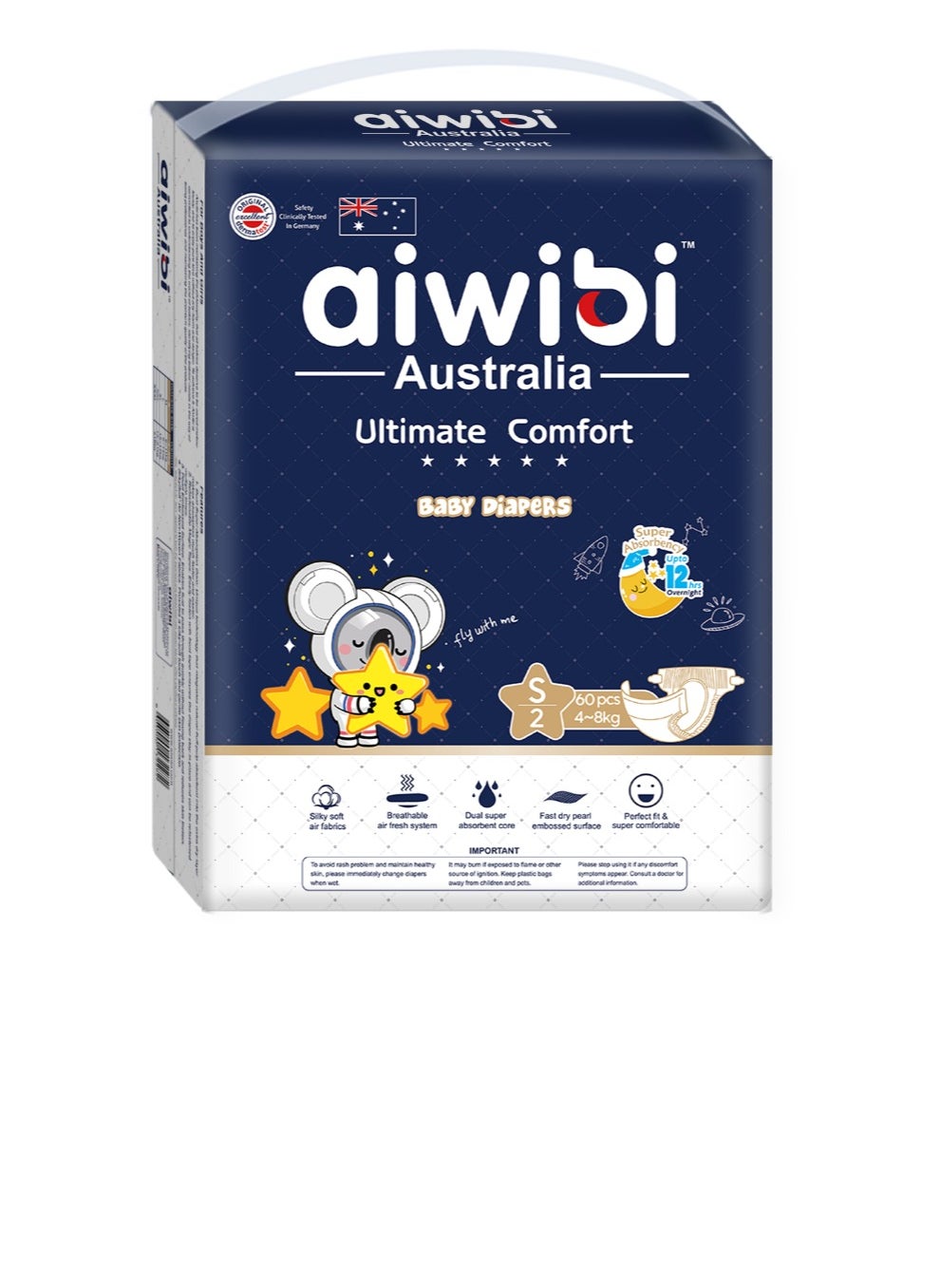 أيويبي حفاضات الأطفال من Aiwibi Ultimate Comfort 60 قطعة 