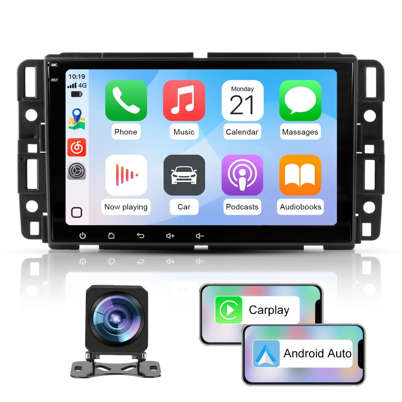 AWESAFE 8" Car Radio Stereo for Chevy Silverado GMC Sierra Yukon Buick 2007-2013 with Wireless CarPlay & Android Auto 4Core 64GB - Image 1