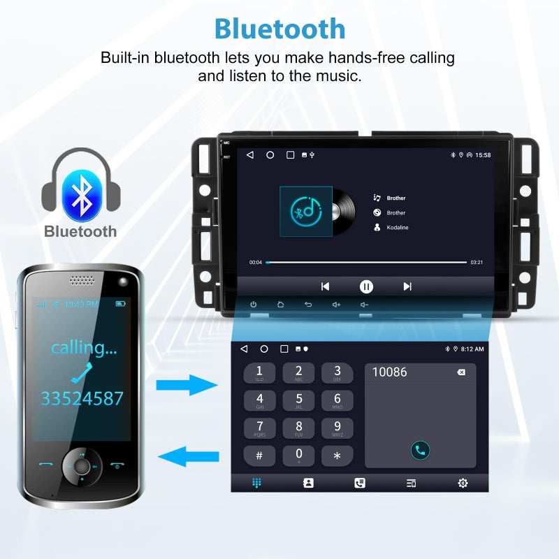 AWESAFE 8" Car Radio Stereo for Chevy Silverado GMC Sierra Yukon Buick 2007-2013 with Wireless CarPlay & Android Auto 4Core 64GB - Image 5